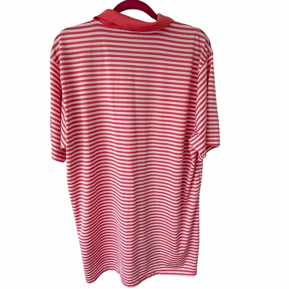 Peter Millar Summer Comfort Polo XXL Coral White Stripe Golf Shirt - Picture 3 of 5